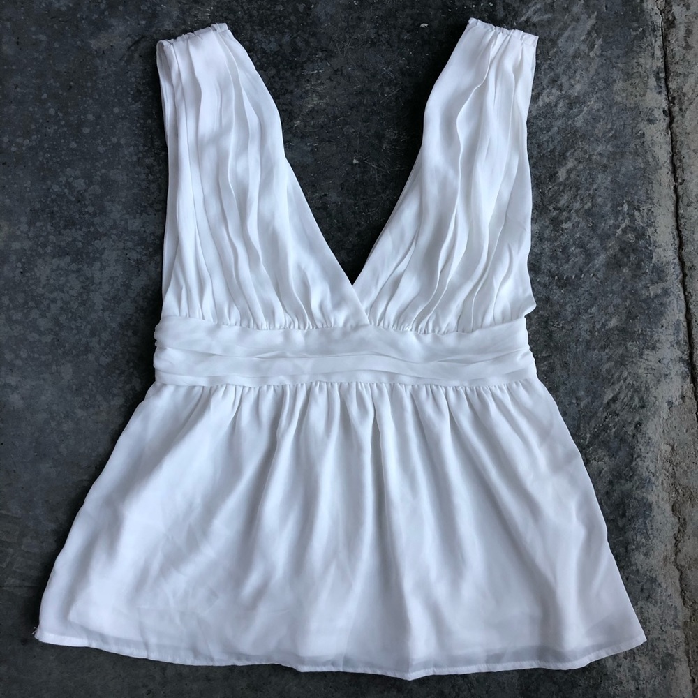 Lulu’s White Chiffon Peplum Tank Top